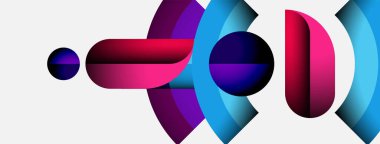 Soyut tasarım canlı daireler, kıvrımlar, gradyanlar içerir. Mor, mavi, pembe renkler dinamik görsel etki yaratır. Modern, sanatsal kompozisyon.