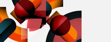 Kürelerin, bölümlerin, canlı renklerin yer aldığı soyut bir kompozisyon. Geometrik şekiller, dinamik görsel efekt oluşturur. Modern tasarım.