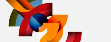 Soyut renkli şekiller örtüşür, dinamik görsel kompozisyon yaratır. Parlak renkler harmanlanır, hareket, enerji ve modern tasarım önerilir.