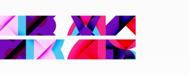 Soyut geometrik şekiller, canlı renkler, üst üste binen formlar dinamik görsel bileşim oluşturur. Modern tasarım elementleri cesur estetik sunar.