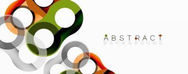 Modern grafik tasarımı. Üst üste binen daireler dinamik görsel efekt yaratır. Parlak renkler, temiz çizgiler, basit kompozisyon.