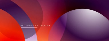 Soyut renkli şekiller çakışıyor. Gradyan gölgeler modern tasarım yaratır. Metin arka plan tasarımı okur. Yumuşak geçişler, canlı renkler.