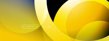 Soyut sarı eğimli arkaplan. Üst üste binen daireler dinamik görsel efekt yaratır. Çeşitli projeler için modern tasarım.