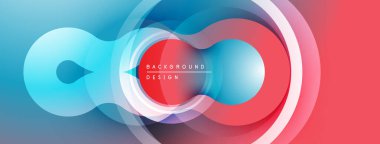 Soyut tasarım akışkan şekiller, canlı renkler içerir. Mavi, kırmızı gradyanlar dinamik görsel efekt yaratır. Modern, minimalist kompozisyon.