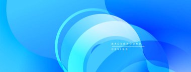 Soyut mavi arkaplan. Düz eğriler dinamik, akışkan şekiller yaratır. Işık eğimleri derinliği, modern estetiği gösteriyor..