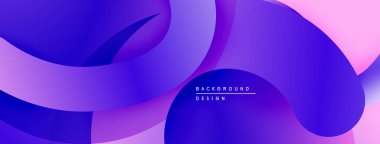 Soyut sıvı şekiller, canlı mor renkler pembeye karışıyor. Modern tasarım hareket, enerji, dinamik bileşim öneriyor.