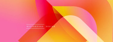 Soyut enerjik tasarım. Üst üste binen şekiller dinamik değişim etkisi yaratır. Pembe, turuncu, sarı renkler kompozisyona hakim. Modern estetik.