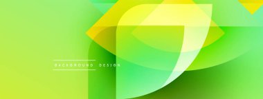 Soyut yeşil sarı eğimli katmanlar dinamik akış şekilleri oluşturur. Arkaplan, pankart ve sunumlar için modern tasarım ögesi.