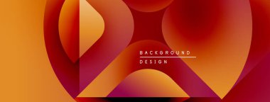 Soyut gradyan şekiller çakışıyor, dinamik görsel etki yaratıyor. Sıcak renkler kompozisyona hakim, metin arkaplan tasarımı okuyor.