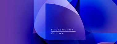 Soyut mavi mor eğimli şekiller kesişir. Metin arka plan tasarımı okur. Modern estetik, canlı renkler, dijital çizimler.