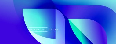 Soyut sıvı şekiller, canlı mavi gradyanlar, modern tasarım elementleri. Yumuşak geçişler dinamik görsel etki yaratır.