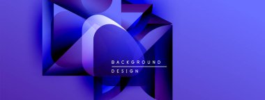 Soyut mavi tasarım geometrik şekiller, gradyanlar, metin okuma arkaplan tasarımı içerir. Modern, canlı, görsel olarak çekici kompozisyon..