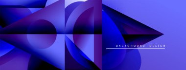 Soyut mavi tasarım geometrik şekiller, gradyanlar, üst üste binen katmanlar içerir. Arka planlar ve sunumlar için modern estetik.