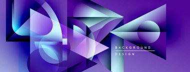 Soyut geometrik şekiller, canlı mor renkler, dinamik kompozisyon. Modern tasarım elementleri görsel ilgi yaratıyor, gösterişli sunum.