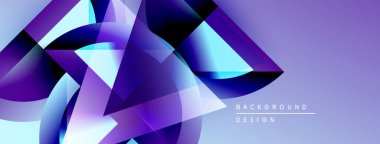 Soyut geometrik şekiller, mor renkler, dinamik kompozisyon. Modern tasarım unsuru, eğim etkisi, pürüzsüz geçişler. Arkaplan dokusu, görsel etki.