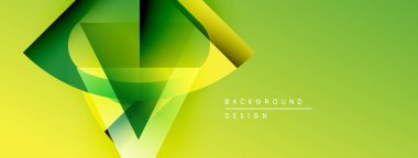 Soyut geometrik tasarım. Yeşil, sarı gradyanlar dinamik şekiller yaratır. Dijital projeler için modern arkaplan.