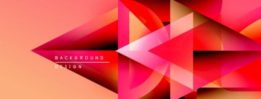 Soyut geometrik şekiller üst üste binerek dinamik kırmızı, turuncu gradyanlar oluşturur. Arkaplan ve sunumlar için modern tasarım ögesi.