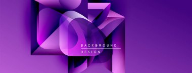 Soyut mor tasarım katmanlı geometrik şekiller, gradyanlar, metin okuma arkaplan tasarımı. Modern, canlı görsel kompozisyon.