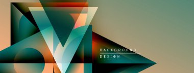 Soyut geometrik tasarım. Üst üste binen şekiller dinamik görsel efekt yaratır. Gradyan renkler, modern biçim, arkaplan ögesi.