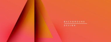 Soyut geometrik tasarım. Turuncu, kırmızı gradyanlar katmanlı üçgen şekilleri oluşturur. Minimalist biçim, modern arkaplan dokusu.