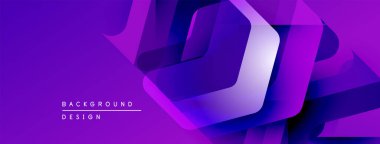Soyut mor tasarım katmanlı şekiller oluşturarak dinamik görsel efekt yaratır. Gradyan renkler derinlik ekler, modern estetik.