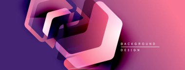 Soyut altıgen katmanlar canlı bir değişim etkisi yaratır. Pembe, mor renkler modern estetik sunarak tasarıma hükmediyor..