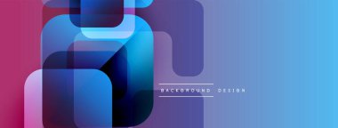 Soyut geometrik şekiller örtüşür, parlak mavi ve mor renkler yaratır. Arkaplan ve sunumlar için modern tasarım ögesi.