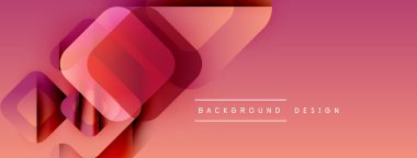 Soyut geometrik şekiller üst üste binerek canlı kırmızı gradyan oluşturur. Modern tasarım elementleri teknoloji ve yenilik öneriyor.