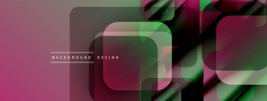 Soyut geometrik desen. Üst üste binen kareler, dikdörtgenler canlı bir görsel etki yaratır. Burgundy, yeşil renkler kompozisyona hakim. Modern tasarım ögesi.