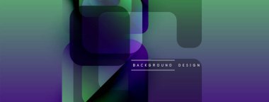 Soyut geometrik şekiller örtüşüyor, canlı mor ve yeşil renkler yaratıyor. Arkaplan ve sunumlar için modern tasarım ögesi.