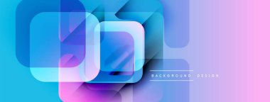 Soyut geometrik şekiller çakışıyor. Mavi, mor, pembe renkler modern tasarım yaratır. Minimalist bayrak, canlı renkler, pürüzsüz geçişler.