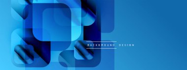 Soyut mavi şekiller örtüşür, dinamik görsel efekt yaratır. Dereceli gölgeler derinliği arttırır, modern estetik. Mevcut en küçük metin.