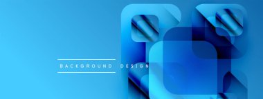 Soyut mavi arkaplan. Üst üste binen kareler derinlik yaratır, modern tasarım. Metin arka plan tasarımı okur. Basit, temiz estetik..