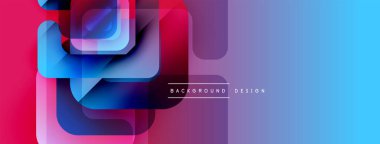 Soyut geometrik şekiller çakışıyor. Canlı renkler harmanlanarak modern arkaplan tasarımı oluşturur. Gradyan geçişler kompozisyona hakim..