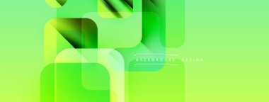 Soyut yeşil arkaplan. Üst üste binen kareler dinamik görsel efekt yaratır. Gradyan gölgeler modern estetik sunuyor. Düz geçişler, temiz tasarım..