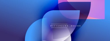 Soyut mavi tasarım üst üste binen şekiller, gradyanlar. Modern estetik, arka planlar ve sunumlar için uygun. Minimalist stil.