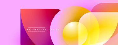 Soyut renkli arkaplan. Üst üste binen çemberler canlı gradyanlar yaratır. Pembe, sarı, turuncu renkler tasarımda baskın. Metin arkaplan tasarımı okur.