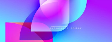 Soyut, enerjik bir arkaplan. Üst üste binen şekiller dinamik görsel efekt yaratır. Gradyan renkler düzgün bir şekilde harmanlanarak modern estetik sunuyor.