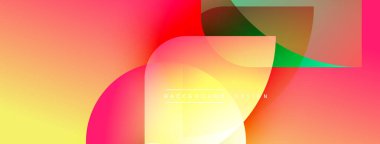 Soyut renkli şekiller çakışıyor. Gradyan renkler harmanlanarak, dinamik görsel efekt yaratır. Arka planlar için modern tasarım ögesi.