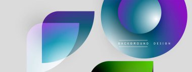 Soyut şekiller örtüşüyor ve canlı bir değişim etkisi yaratıyor. Modern tasarım elementleri yenilik, akıcılık, dinamik bileşim öneriyor. Açık gölgeler arka planda baskın.