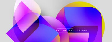 Soyut renkli şekiller örtüşür, dinamik görsel efekt yaratır. Gradyan renkler harmanlanır, modern arkaplan tasarımı oluşturulur.