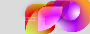 Soyut, canlı şekiller örtüşüyor, dinamik, renkli bir arkaplan oluşturuyor. Modern tasarım elementleri enerji, yenilik, akıcılık önerir.