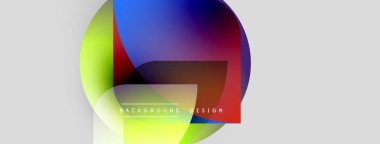 Soyut renkli tasarım, üst üste binen daireler. Gradyan renkler harmanlanarak, dinamik görsel efekt yaratır. Metin arkaplan tasarımı okur.