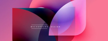 Soyut şekiller örtüşüyor, canlı pembeler, morlar, maviler yaratıyor. Modern tasarım öğeleri akıcılık, derinlik, görsel ilgi.