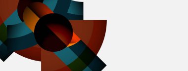 Soyut geometrik şekiller, canlı renkler, dairesel tasarım. Gradyan, kontrastlı, negatif alanlı modern kompozisyon. Minimalist estetik.