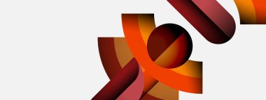 Soyut şekiller örtüşür, dinamik bileşim yaratır. Sıcak renkler baskın. Enerji, hareket, derinlik. Minimalist tasarım.