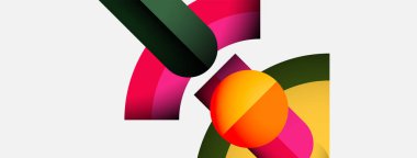 Soyut renkli şekiller örtüşür, dinamik bileşim yaratır. Parlak renkler harmanlanır, modern görsel deneyimi oluşturur..