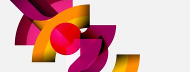 Soyut şekiller, canlı renkler, dinamik kompozisyon. Kırmızı, morumsu, turuncu renkler modern görsel etki yaratır. Minimalist tasarım.