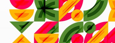 Soyut geometrik desen. Canlı renkler örtüşüyor, dinamik görsel doku oluşturuyor. Şekiller tekrarlanıyor, kusursuz dizayn oluşturuluyor.