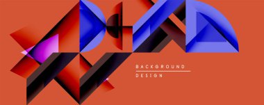 Soyut geometrik bileşim. Canlı kırmızı, mavi renkler tasarımda baskın. Şekiller örtüşür ve dinamik görsel efekt yaratır. Çeşitli projeler için modern arkaplan.